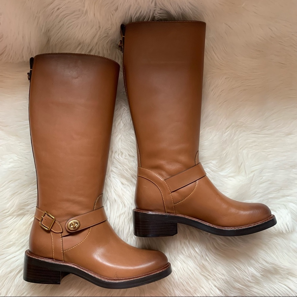 New! COACH Sutton Leather Charm Riding Boots - Picture 4 of 12